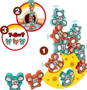 Gra Zręcznościowa Balansujący Serek Ser Spadające Myszki Figurki 3 Tryby 5