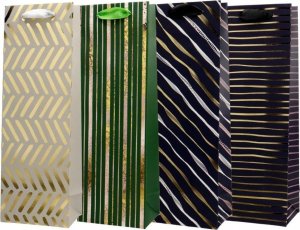 Torba prezentowa 12x36 pasy, granat, zieleń mix 1