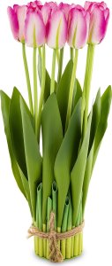 Bukiet 12 sztucznych tulipanów 38 cm różowo-białe 1