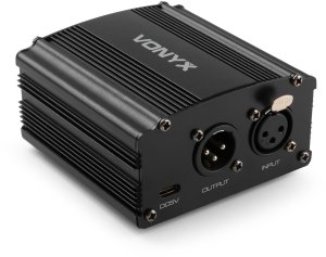 ML Zasilacz phantom Vonyx VDX10 48 V - USB-C - zbalansowane wejście i wyjście XLR - czarny 3