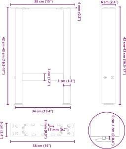 vidaXL Nogi do stolika kawowego stal 2 szt. 38x(42-43) cm 10