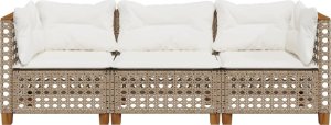 vidaXL Sofa ogrodowa z poduszkami, 3-osobowa, beż, polirattan 4
