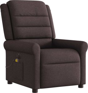 vidaXL Rozkładany fotel masujący, elektryczny, ciemny brąz, tkanina 4