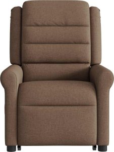 vidaXL Podnoszony fotel masujący, rozkładany, brązowy, obity tkaniną 5