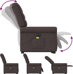 vidaXL Podnoszony fotel masujący, elektryczny, rozkładany, ciemny brąz 8