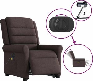 vidaXL Podnoszony fotel masujący, elektryczny, rozkładany, ciemny brąz 10