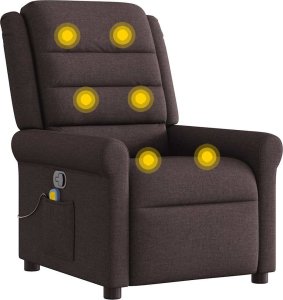 vidaXL vidaXL Rozkładany fotel masujący, ciemnobrązowy, obity tkaniną 7