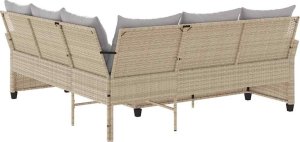 vidaXL L-kształtna kanapa z poduszkami beżowy polirattan 5