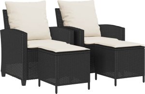 vidaXL 4-cz. zestaw wypoczynkowy do ogrodu, poduszki, czarny rattan PE 2