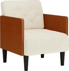vidaXL Sofa Fotel z Podłokietnikami Kremowy 55 cm Aksamit 2