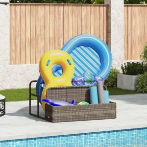 vidaXL Poolside Float Storage Szary 110x100x57 cm Polirattan 1