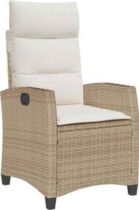 vidaXL Rozkładany fotel ogrodowy ze stolikiem bocznym Beżowy 2