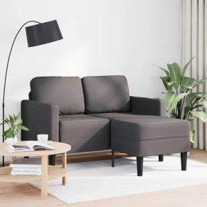 vidaXL Sofa 2-osobowa z szezlongiem w kształcie litery L Szara 125 cm 1