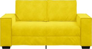 vidaXL Sofa 2-osobowa, żółta, 120 cm, tapicerowana aksamitem 4
