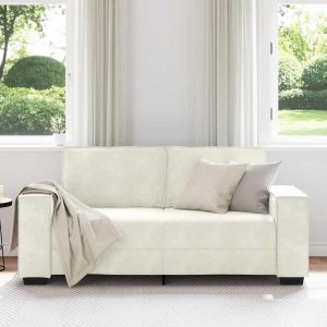 vidaXL Sofa 2-osobowa, kremowy, 140 cm, tapicerowana aksamitem 3