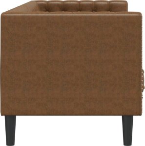 vidaXL Sofa Chesterfield z wałkami, 3-os., brązowa, sztuczny zamsz 5