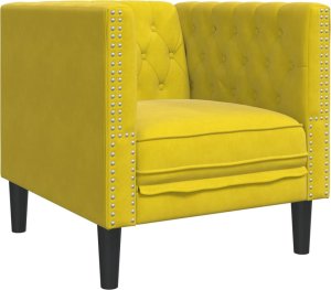 vidaXL Fotel Chesterfield, żółty, tapicerowany aksamitem 2
