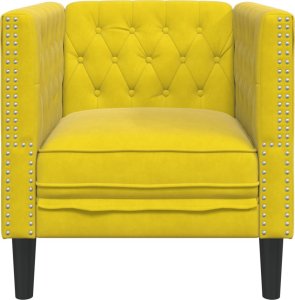 vidaXL Fotel Chesterfield, żółty, tapicerowany aksamitem 4