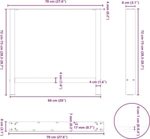 vidaXL Nogi do stolika kawowego 2 szt. 70x(72-73) cm 10