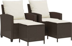 vidaXL 4-cz zestaw wypoczynkowy do ogrodu, poduszki, brązowy rattan PE 2