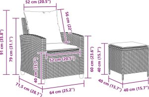 vidaXL 4-cz zestaw wypoczynkowy do ogrodu, poduszki, brązowy rattan PE 10