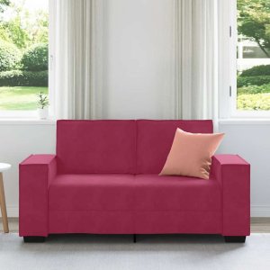 vidaXL Sofa 2-osobowa, winna czerwień, 120 cm, tapicerowana aksamitem 3