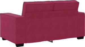 vidaXL Sofa 2-osobowa, winna czerwień, 120 cm, tapicerowana aksamitem 6