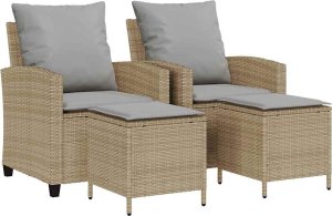 vidaXL 4-cz. zestaw mebli ogrodowych z poduszkami, beżowy, polirattan 2