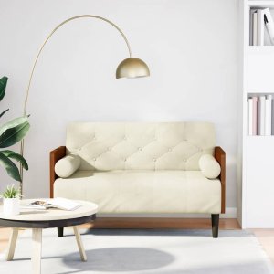 vidaXL Sofa dwuosobowa z poduszkami w kolorze kremowym 110 cm 1