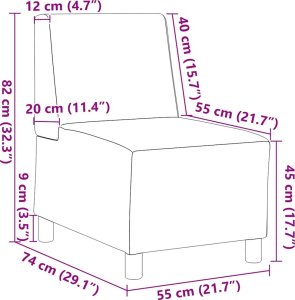 vidaXL Sofa Fotel Ciemnoszary 55 cm Skóra syntetyczna zamszowa 9