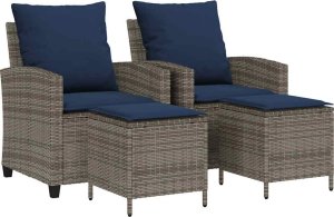 vidaXL 4-cz. zestaw wypoczynkowy do ogrodu, poduszki, szary, rattan PE 2