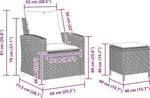 vidaXL 4-cz. zestaw wypoczynkowy do ogrodu, poduszki, szary, rattan PE 10