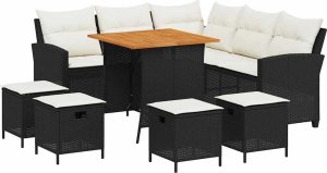 vidaXL 6-częściowy zestaw ogrodowy z poduszkami w kształcie litery L 2