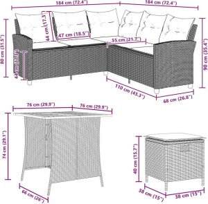 vidaXL 6-częściowy zestaw ogrodowy z poduszkami w kształcie litery L 10