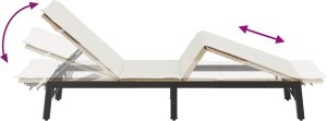 vidaXL Leżak z poduszką, beżowy, polirattan 9