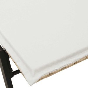 vidaXL Leżak z poduszką, beżowy, polirattan 10