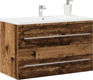 vidaXL Szafka pod umywalkę łazienkową, stare drewno, 80x38,5x48 cm 4