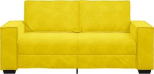 vidaXL Sofa 2-osobowa, żółta, 140 cm, tapicerowana aksamitem 4