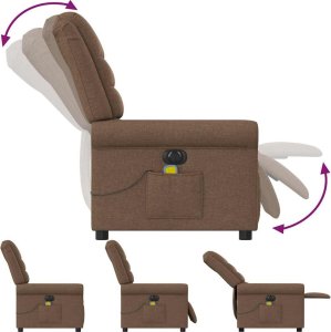 vidaXL Rozkładany fotel masujący, elektryczny, brązowy, tkanina 8