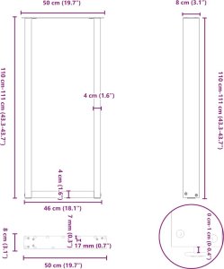 vidaXL Nogi do stolika kawowego 2 szt. antracyt 50x(110-111) cm stal 10