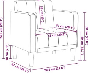vidaXL Sofa Fotel z Podłokietnikami Taupe 53 cm Tkanina 8