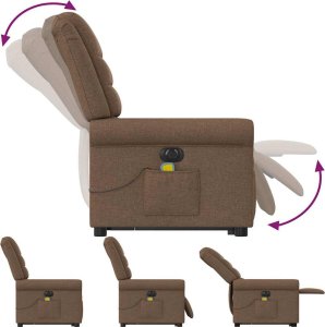 vidaXL Podnoszony fotel masujący, elektryczny, rozkładany, brązowy 8
