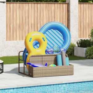 vidaXL Poolside Float Storage Beige 110x100x57 cm Poly Rattan 1