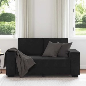 vidaXL Sofa 2-osobowa, czarna, 120 cm, tapicerowana aksamitem 3