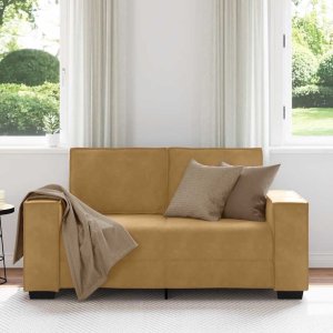 vidaXL Sofa 2-osobowa, brązowy, 120 cm, tapicerowana aksamitem 3