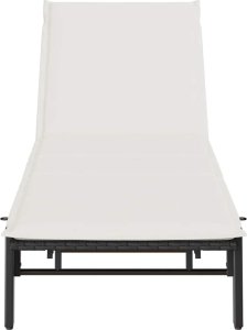 vidaXL Leżak z poduszką, czarny, polirattan 6