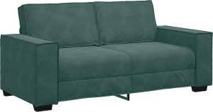vidaXL Sofa 2-osobowa, ciemnozielona, 140 cm, tapicerowana aksamitem 2