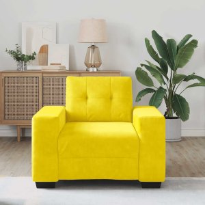 vidaXL Sofa Fotel Żółty 59 cm Aksamit 3