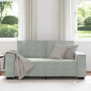 vidaXL Sofa 2-osobowa, jasnoszara, 140 cm, tapicerowana aksamitem 3