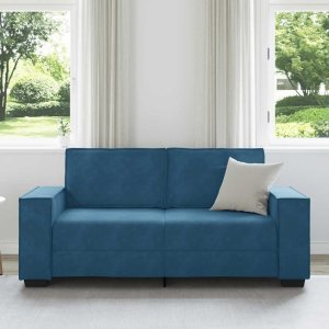 vidaXL Sofa 2-osobowa, niebieski, 140 cm, tapicerowana aksamitem 3